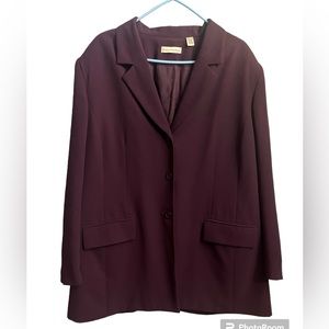 Vintage plus size blazer by Amanda Smith burgundy button up church office 22W